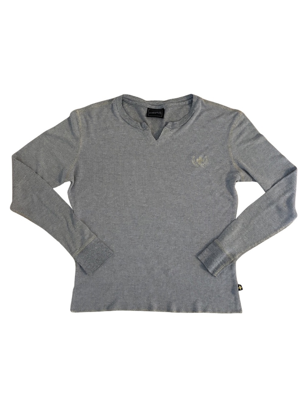 Andrew Christian Grey Waffle Thermal Long Sleeve Top w/ gold thread
